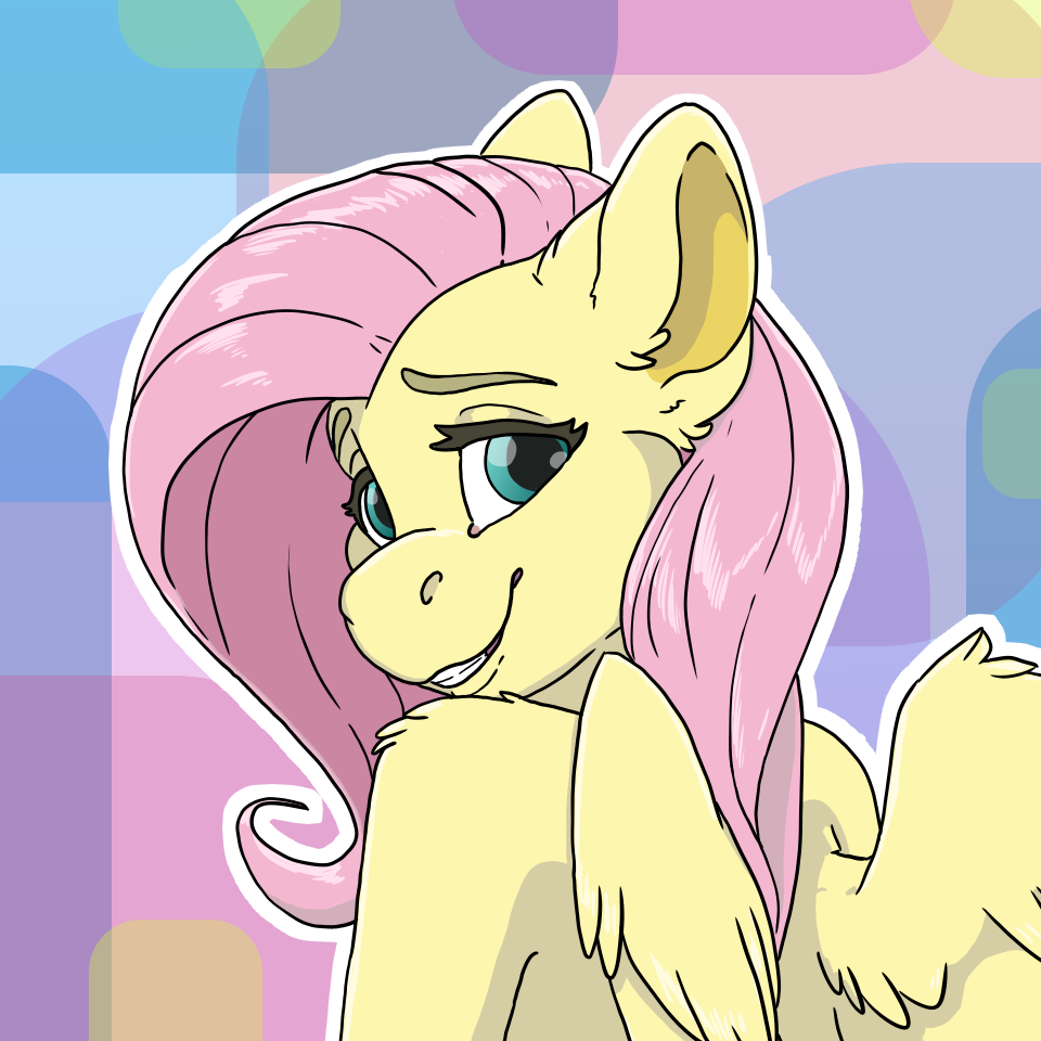 Diapered Fluttershy in a cute background