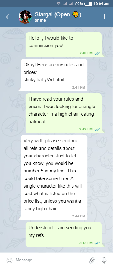 A proper telegram chat.